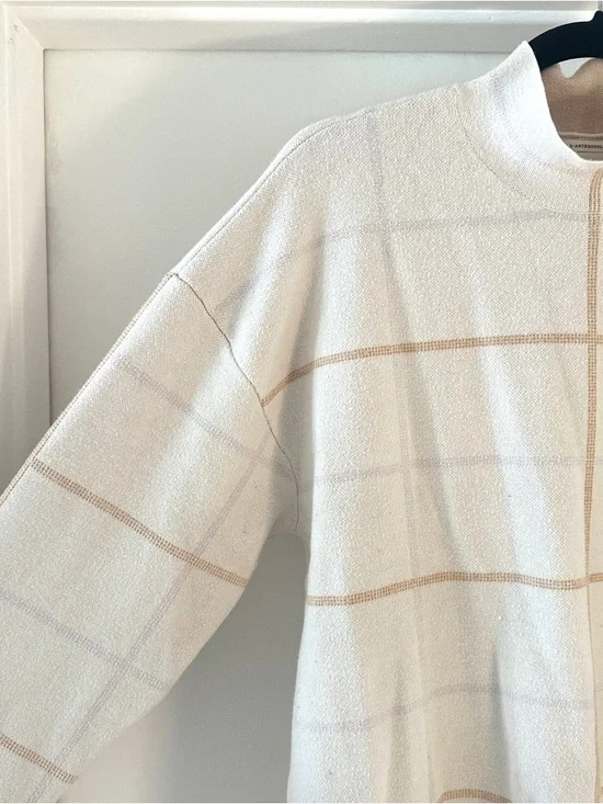 Anthropologie | Neutral Windowpane Mockneck Sweater - Picture 4 of 6